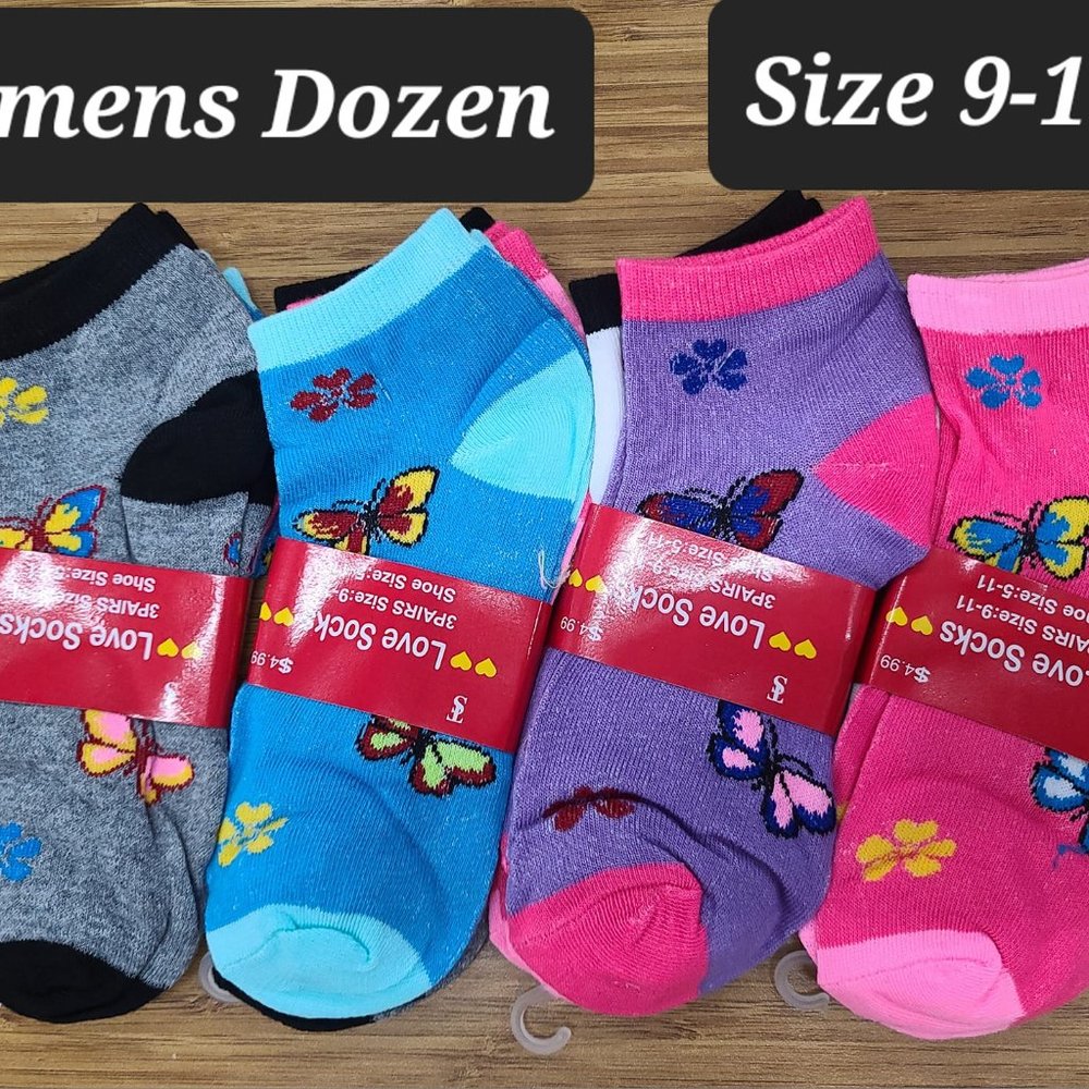 12 Pairs Assorted Colors Women's Socks Size 9-11 - Picture 2 of 2